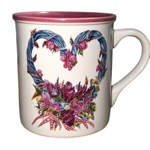 Vintage Potpourri Press Floral Heart Mug Made In Korea 1988